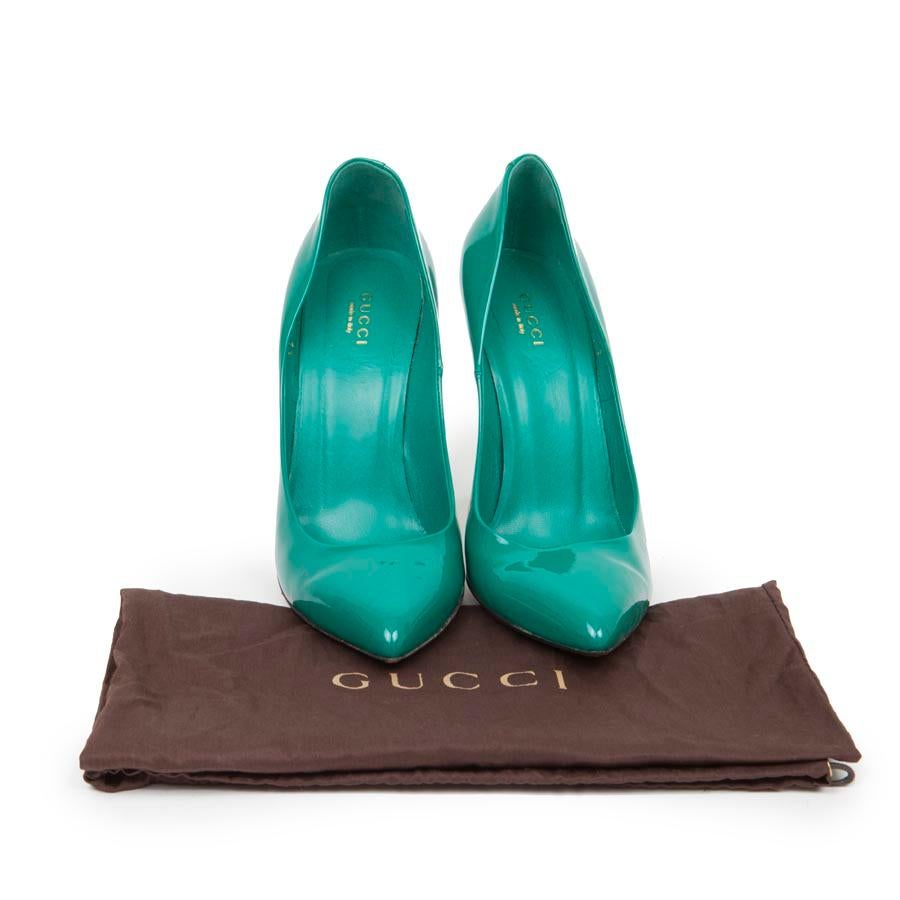 GUCCI Pumps In Green Patent Leather In Excellent Condition In Paris, FR