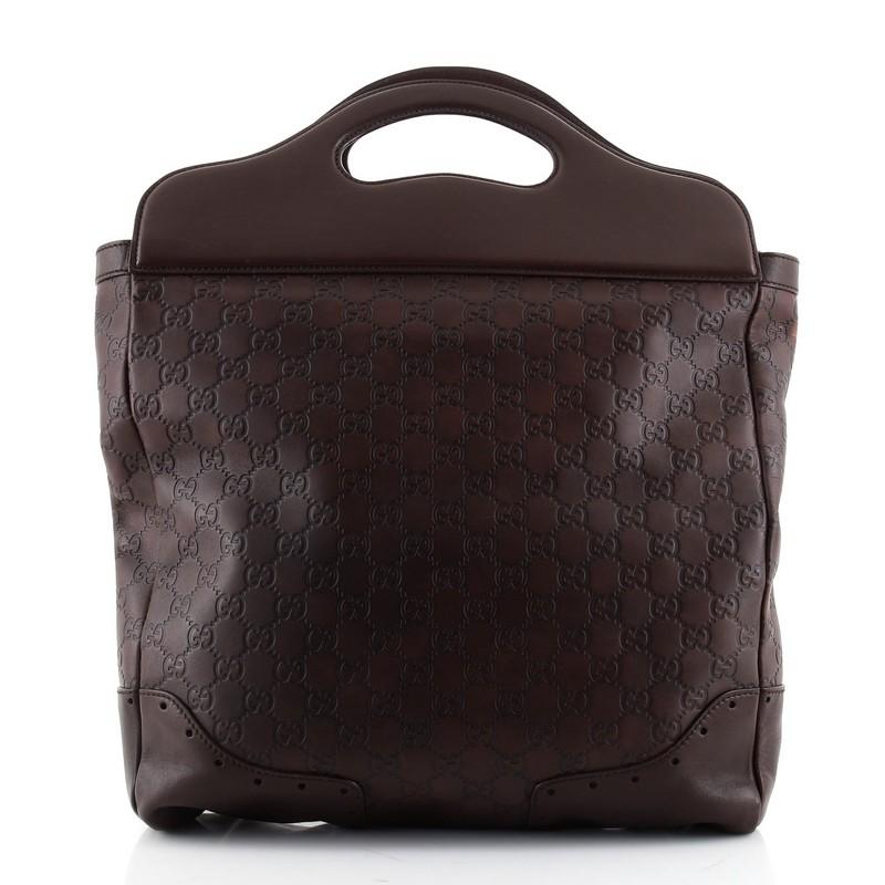 Black Gucci Punch Top Handle Tote Guccissima Leather Large