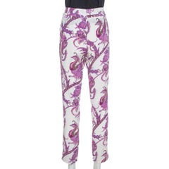 Gucci Purple Abstract Paisley Printed Silk Waist Tie Detail Pants S