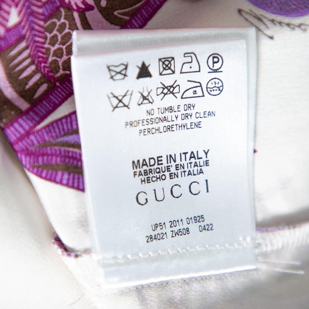 Gucci Púrpura Paisley Abstracto Impreso Seda Cintura Detalle Lazo Pantalones S 2