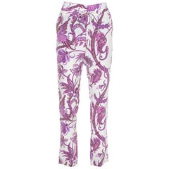 Gucci Purple Abstract Paisley Printed Silk Waist Tie Detail Pants S