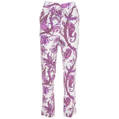 Gucci Lila Hose mit abstraktem Paisleymuster und bedruckter Seide an der Taille und Krawattedetail S