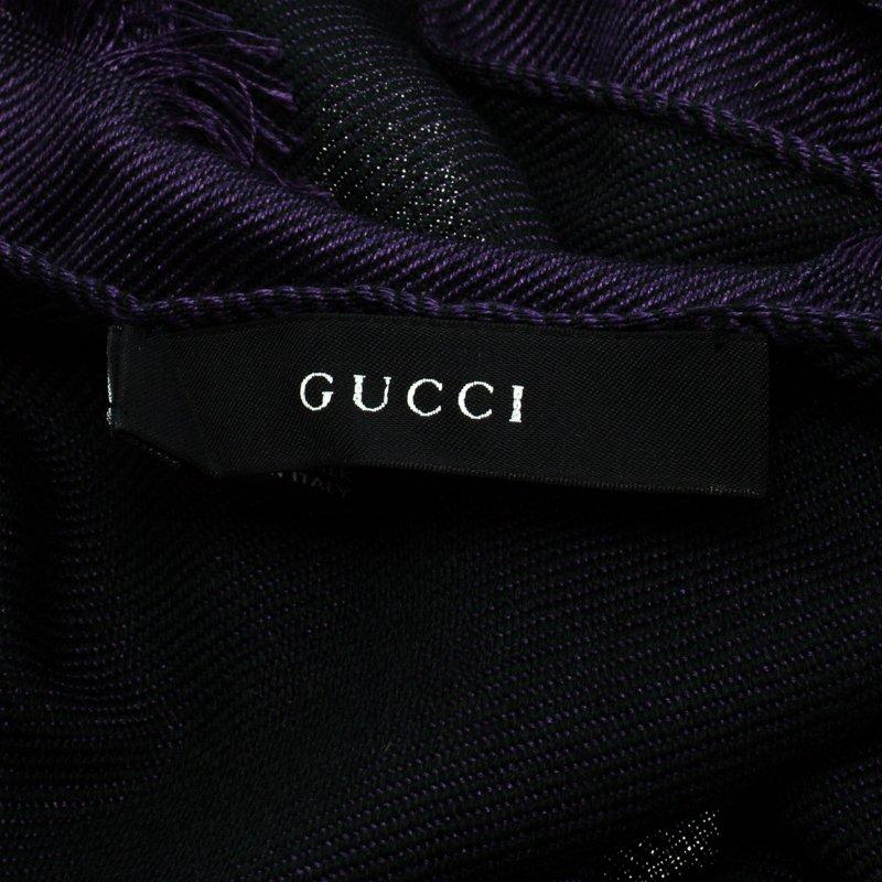 Women's Gucci Purple And Black Colorblock Woven Shawl