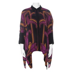 Gucci Purple Art Nouveau Print Silk Cape Shirt S
