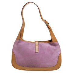 Gucci Purple/Beige Suede and Leather Jackie Hobo