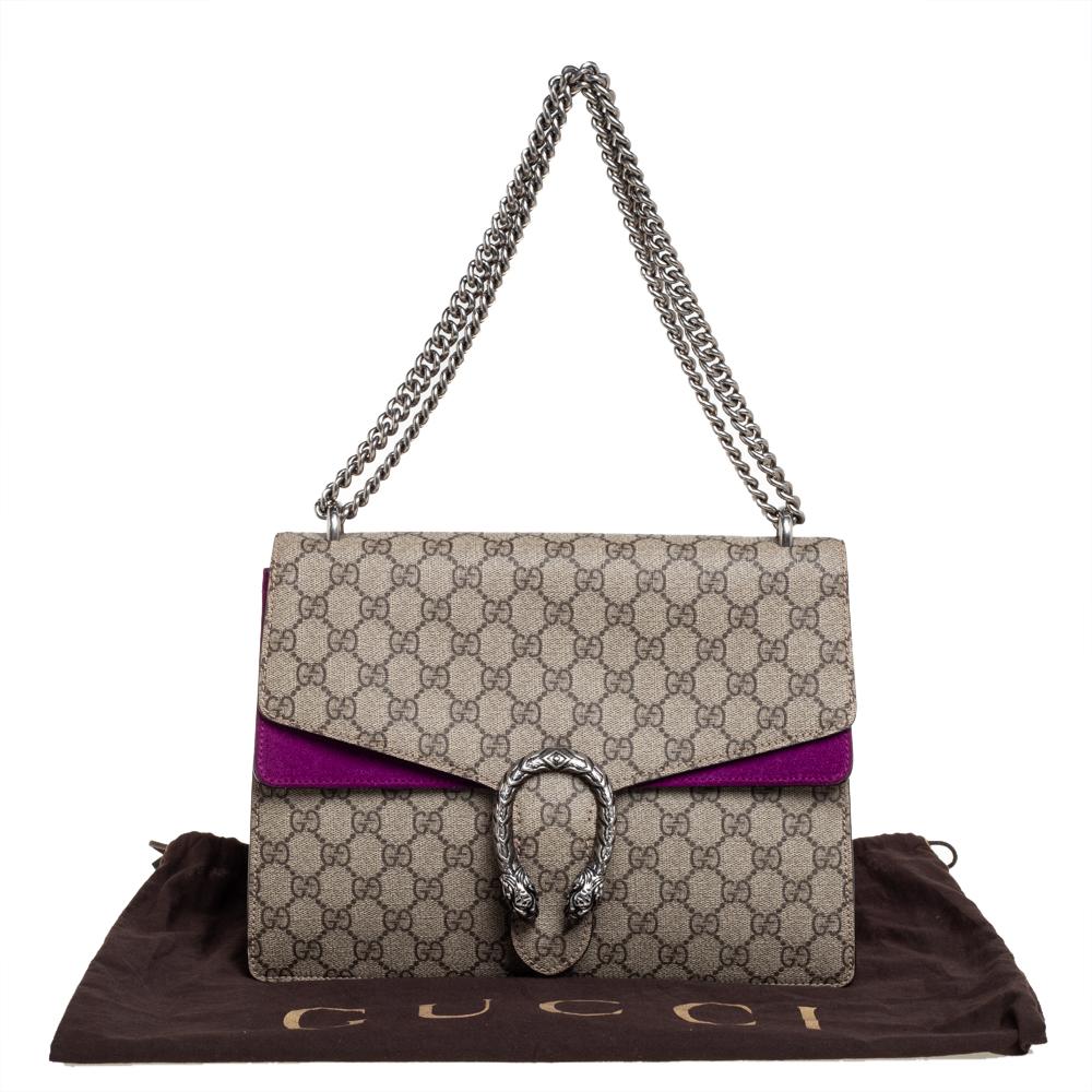 Gucci Purple/Brown GG Supreme Canvas Dionysus Medium Shoulder Bag 2
