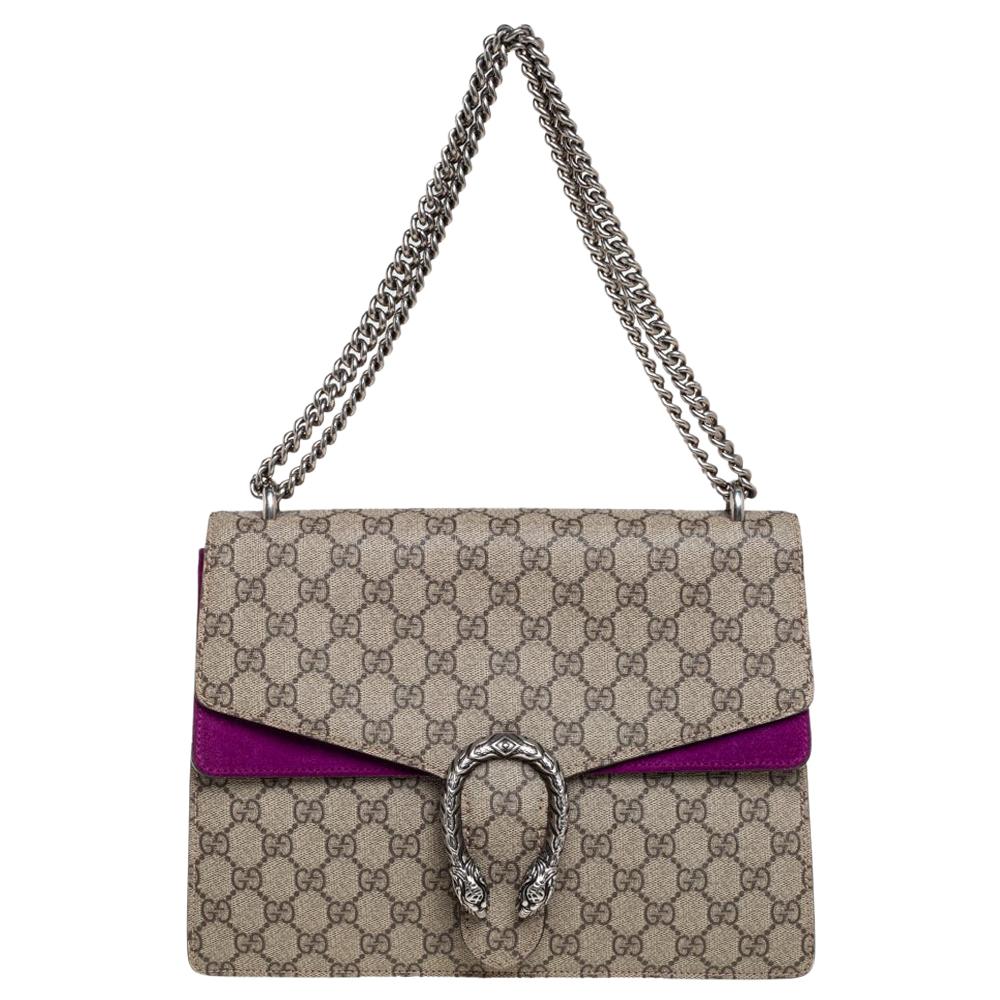 Gucci Purple/Brown GG Supreme Canvas Dionysus Medium Shoulder Bag