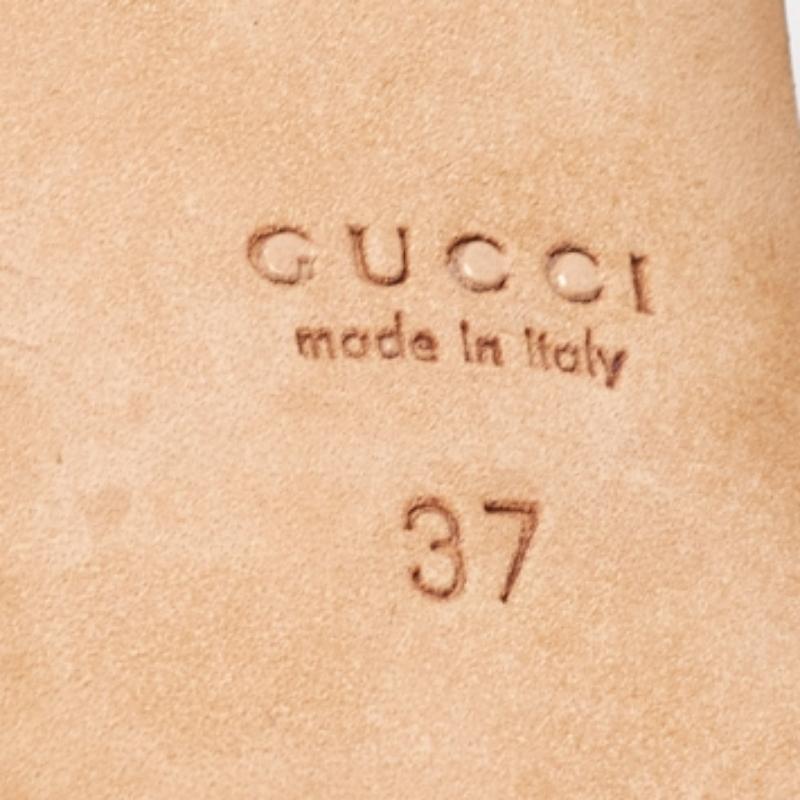 Gucci Purple/Brown Python Leather Bamboo Ankle Straps Platform Sandals Size 37 For Sale 3