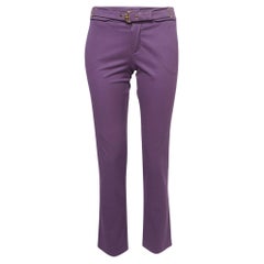 Gucci Purple Cotton Twill Belted Straight Leg Pants M