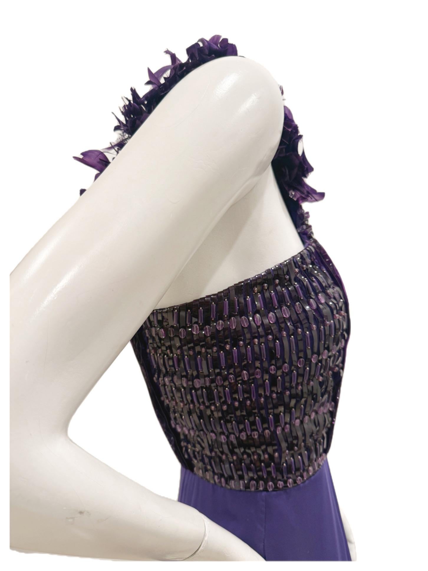 Gucci Lila Verschönertes Seidenabendkleid FW 2011-2012 IT 40 (US 4) Damen im Angebot