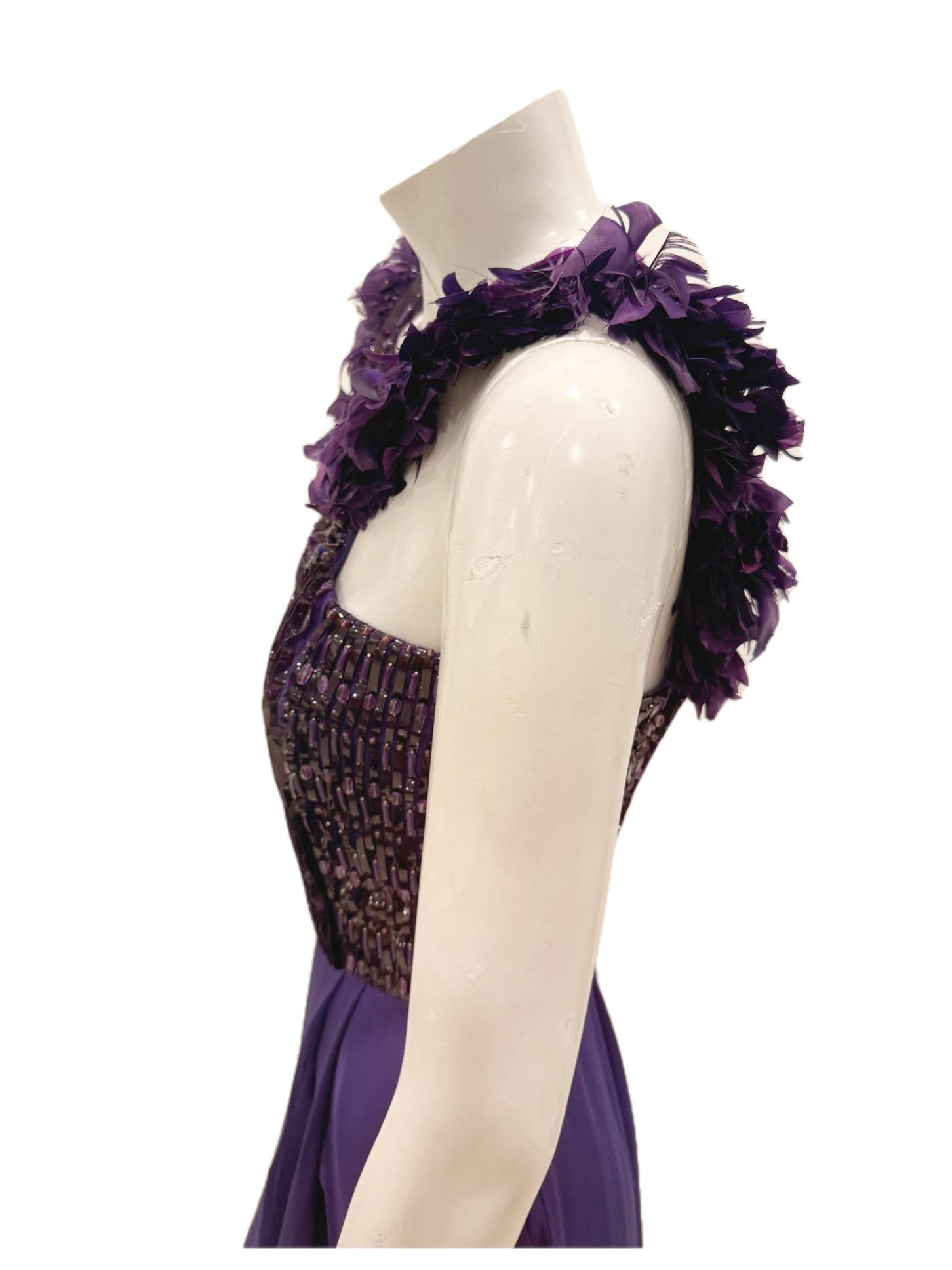 Gucci Lila Verschönertes Seidenabendkleid FW 2011-2012 IT 40 (US 4) im Angebot 2