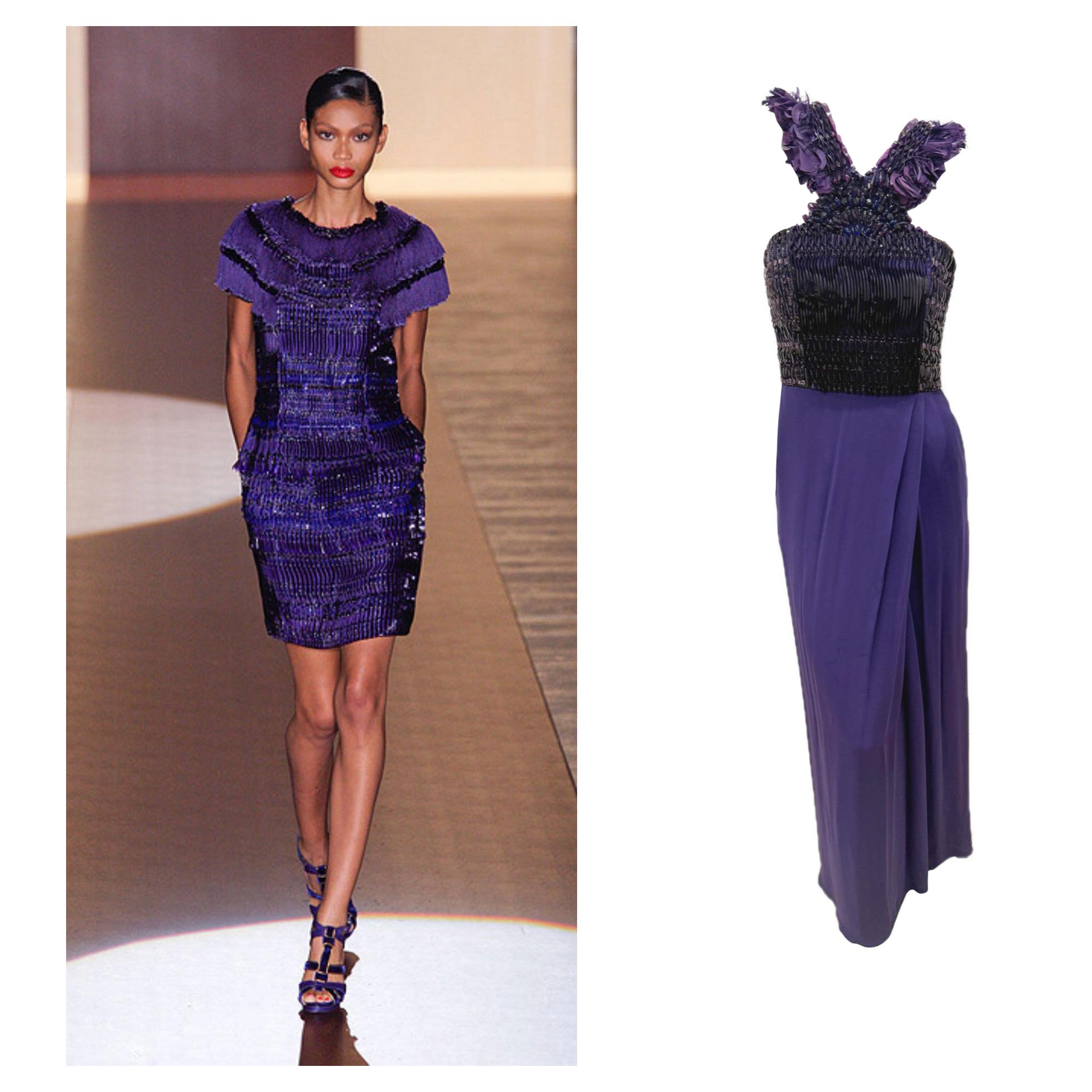 Gucci Lila Verschönertes Seidenabendkleid FW 2011-2012 IT 40 (US 4)