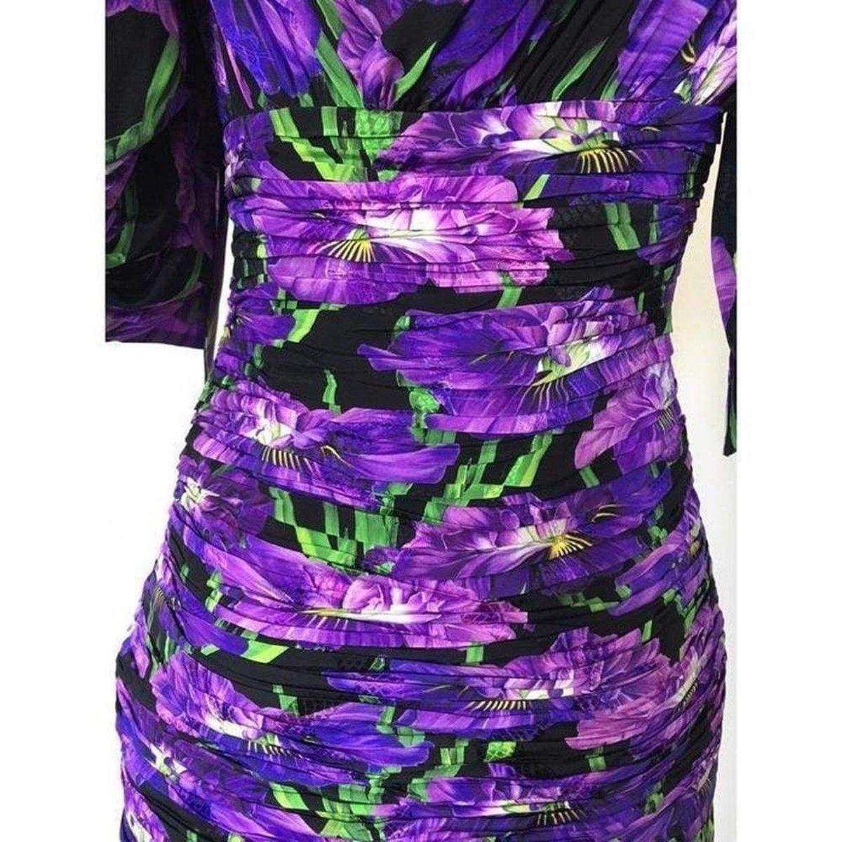 Gucci Purple Floral Pattern Silk Dress  IT38 US2 For Sale 1