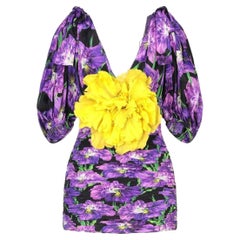 Gucci Purple Floral Pattern Silk Dress  IT38 US2