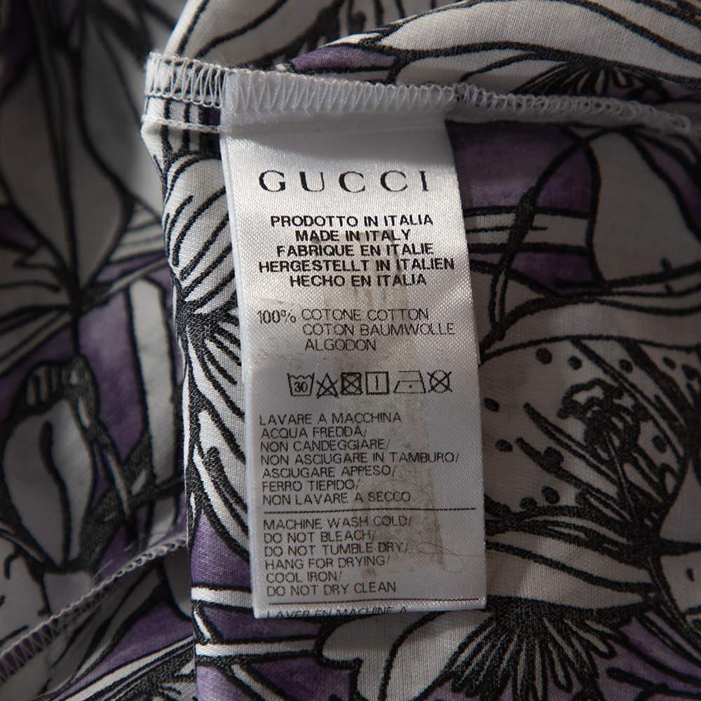 Gucci Purple Floral Print Cotton Short Sleeve Shirt S 1
