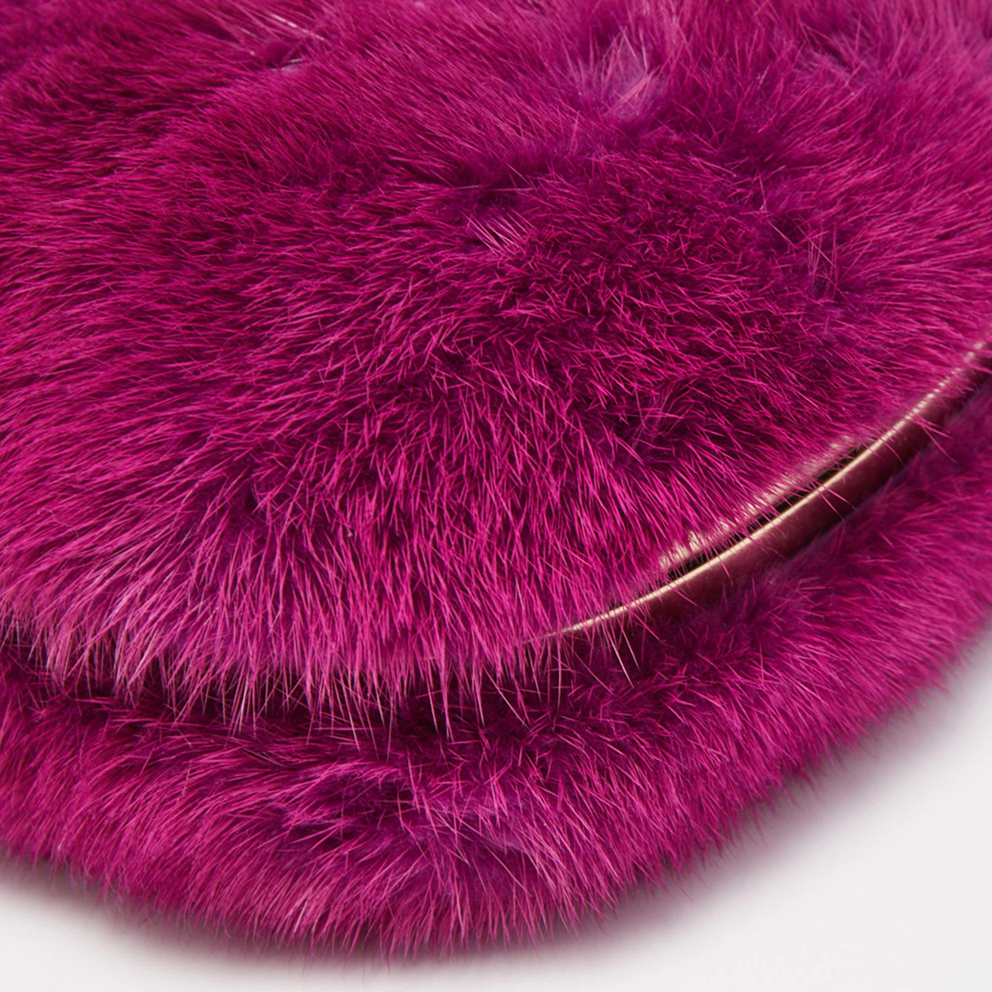Gucci Purple Fur Chain Pouch 5