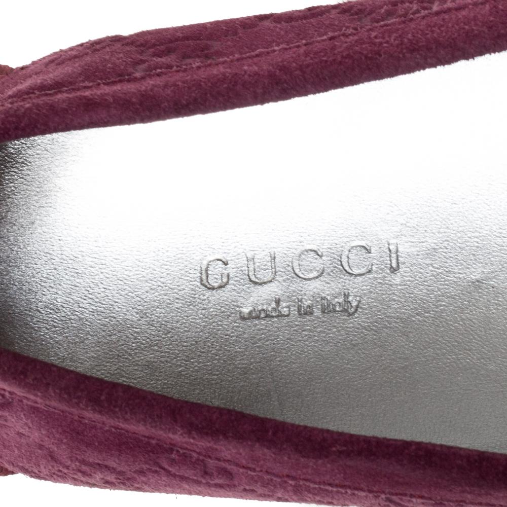 Women's Gucci Purple GG Suede Leather Bow Slip On Loafers Size 36.5 For Sale