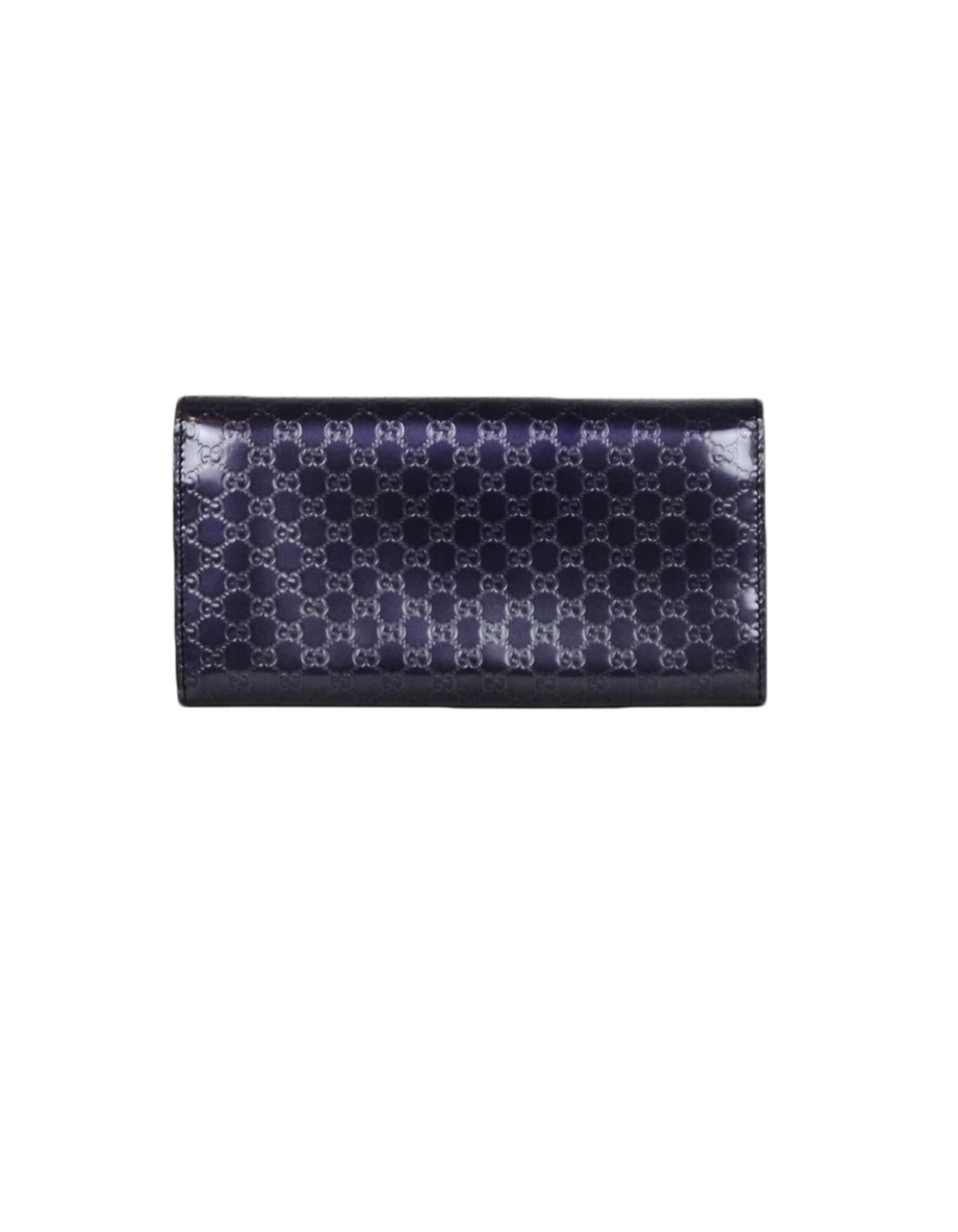 Black Gucci Purple Glazed Leather Micro Guccisima Monogram Candy Shine Wallet