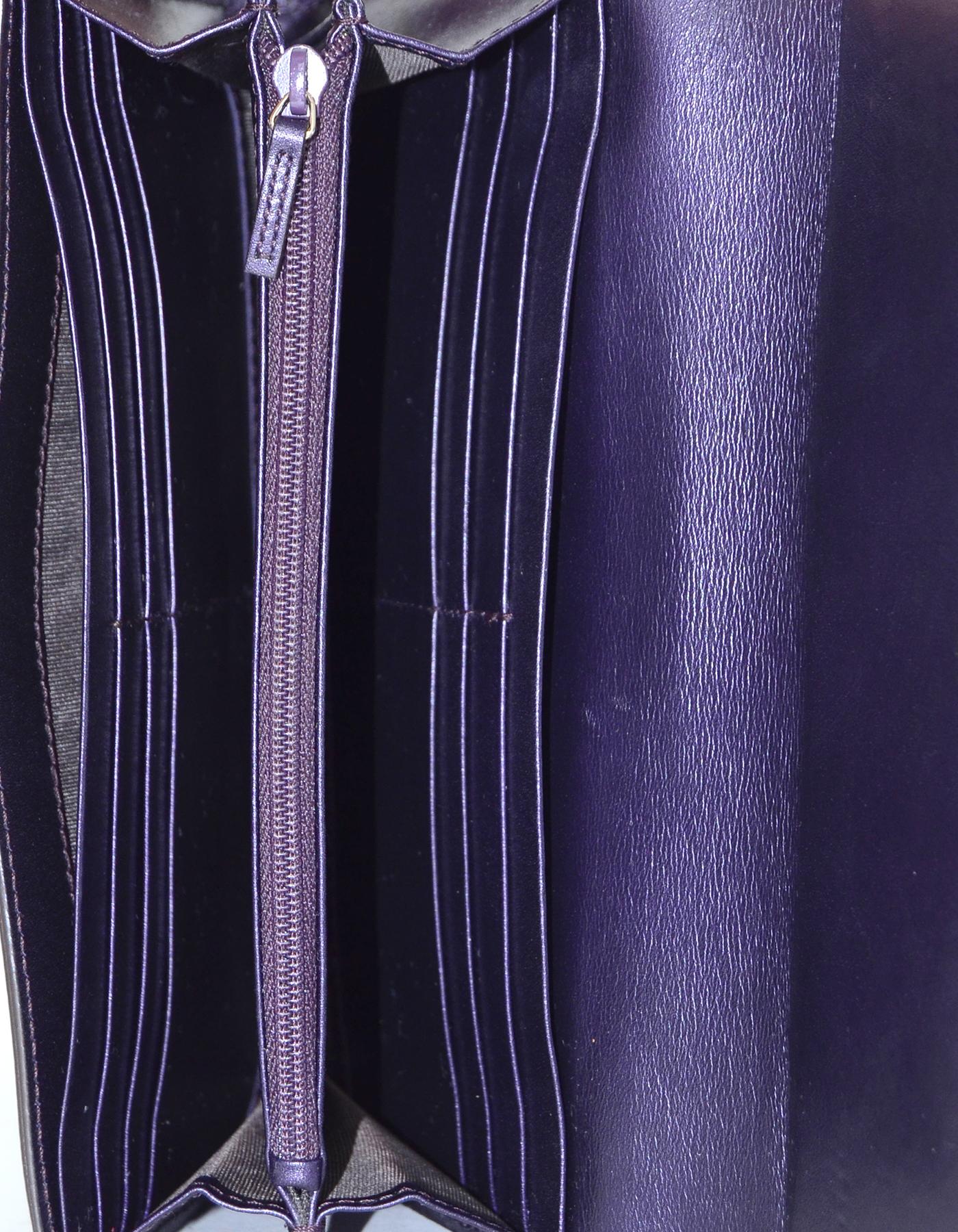 Gucci Purple Glazed Leather Micro Guccisima Monogram Candy Shine Wallet 1