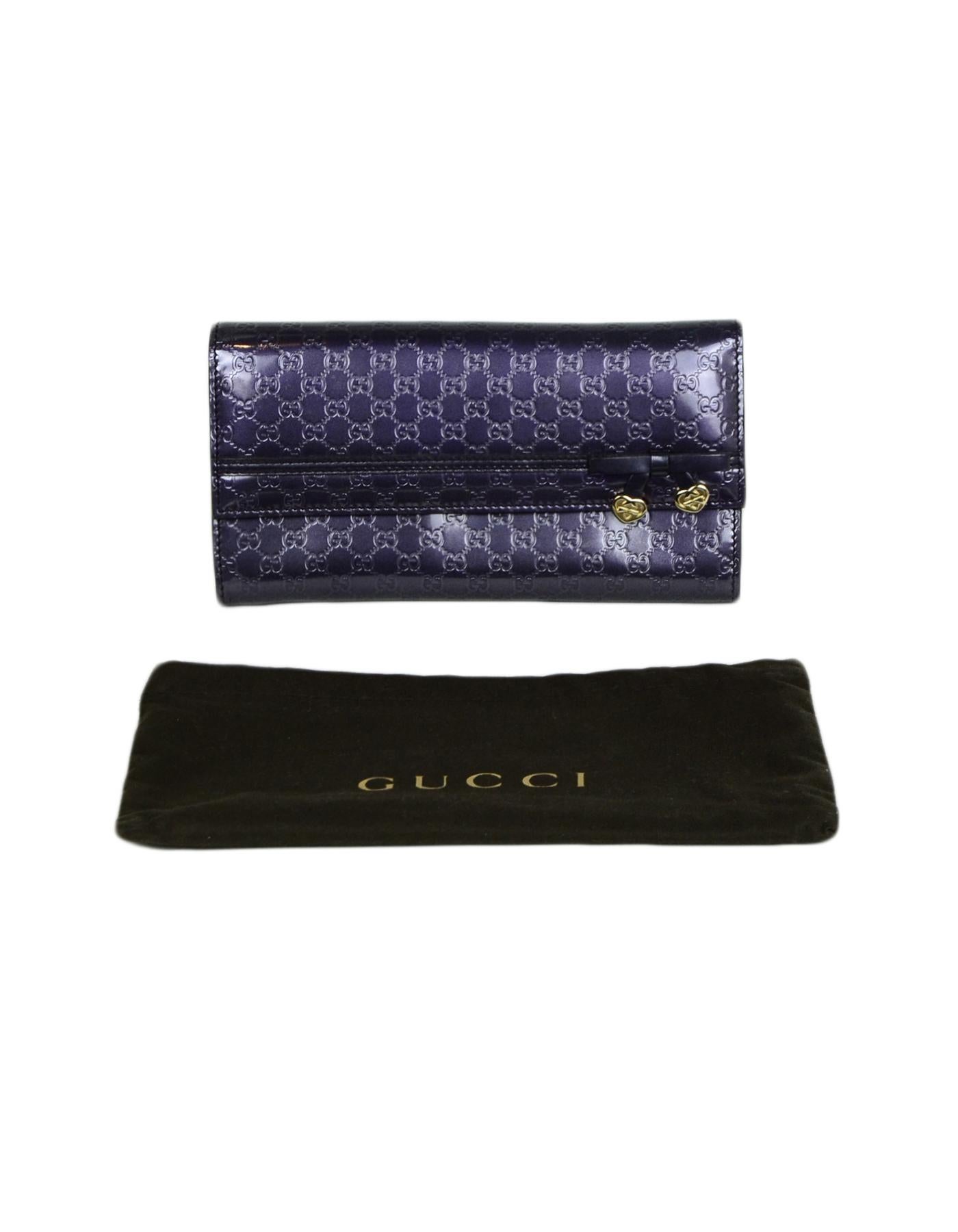 Gucci Purple Glazed Leather Micro Guccisima Monogram Candy Shine Wallet 3