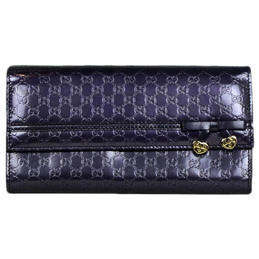 Gucci Purple Glazed Leather Micro Guccisima Monogram Candy Shine Wallet