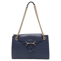 Gucci Borsa a tracolla grande Emily a catena in pelle viola Guccissima