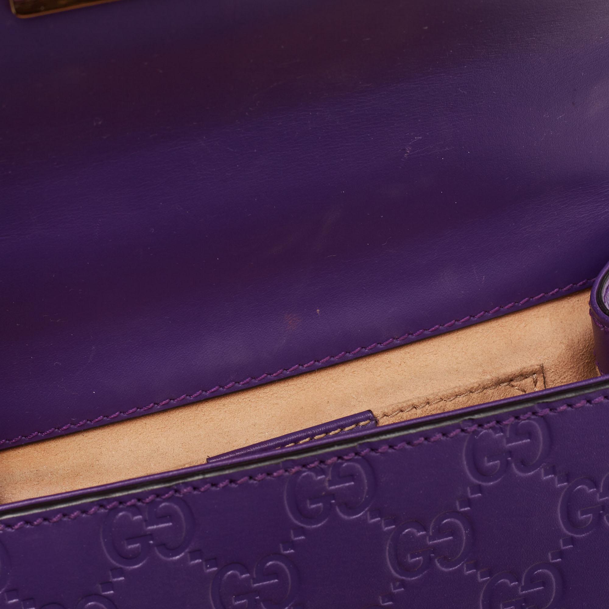 Gucci Purple Guccissima Leather Small Padlock Shoulder Bag For Sale 6