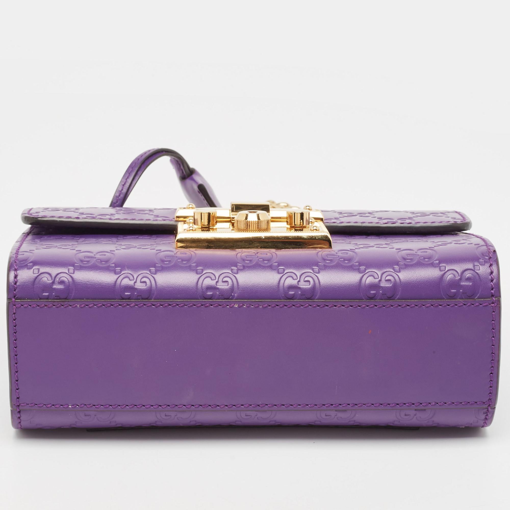 Women's Gucci Purple Guccissima Leather Small Padlock Shoulder Bag For Sale