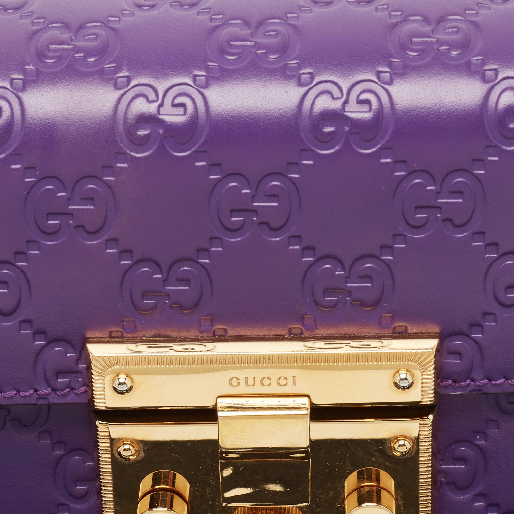 Gucci Purple Guccissima Leather Small Padlock Shoulder Bag For Sale 2
