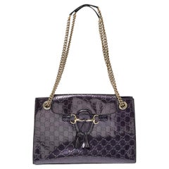 Gucci Purple Guccissima Patent Leather Large Emily Chain Shoulder Bag