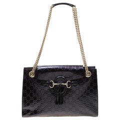 Gucci Purple Guccissima Patent Leather Large Emily Chain Shoulder Bag