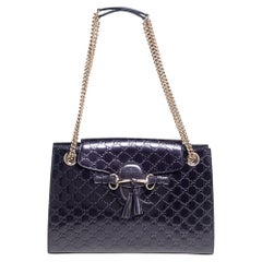 Gucci Purple Guccissima Patent Leather Large Emily Chain Shoulder Bag
