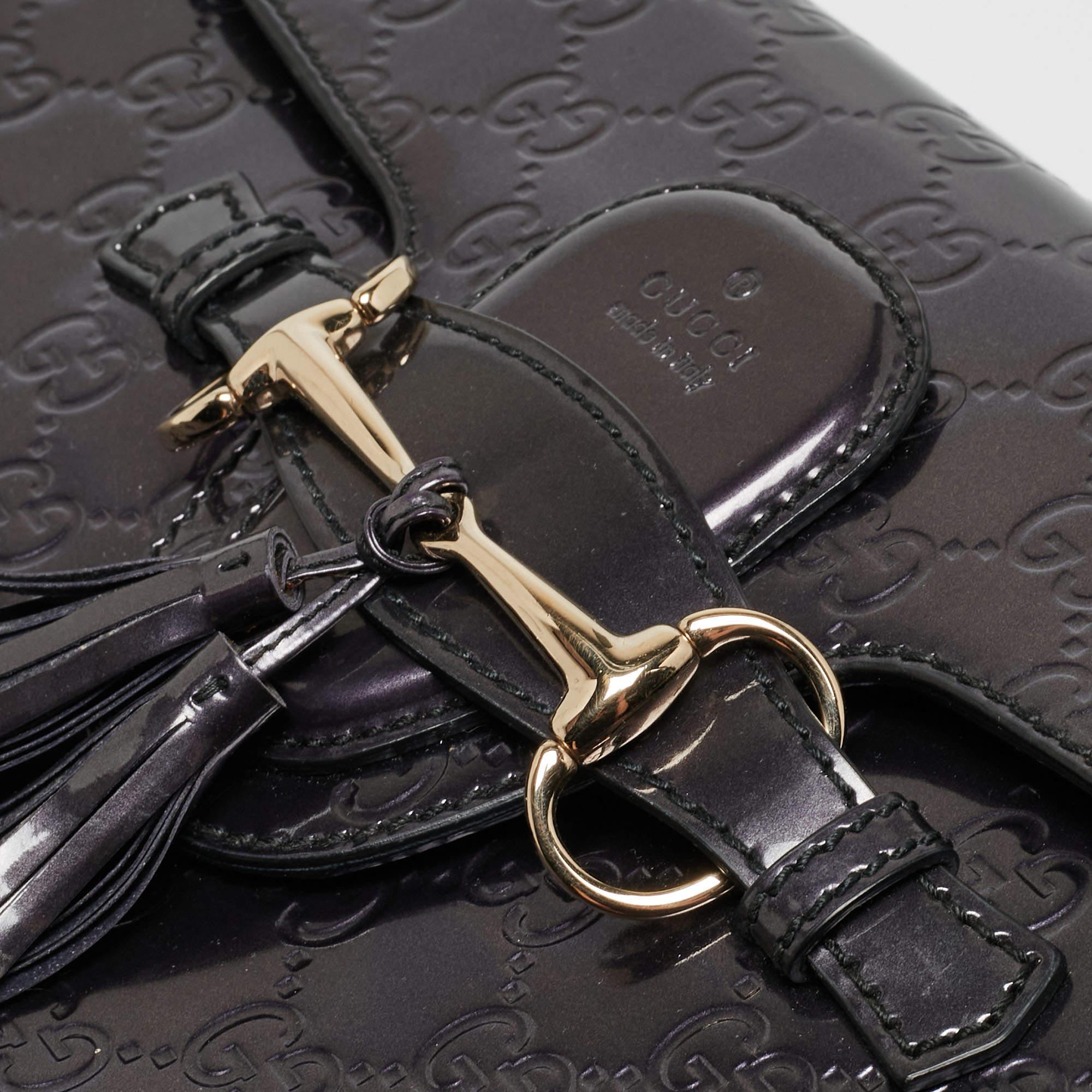 Gucci Purple Guccissima Patent Leather Medium Emily Chain Shoulder Bag For Sale 5