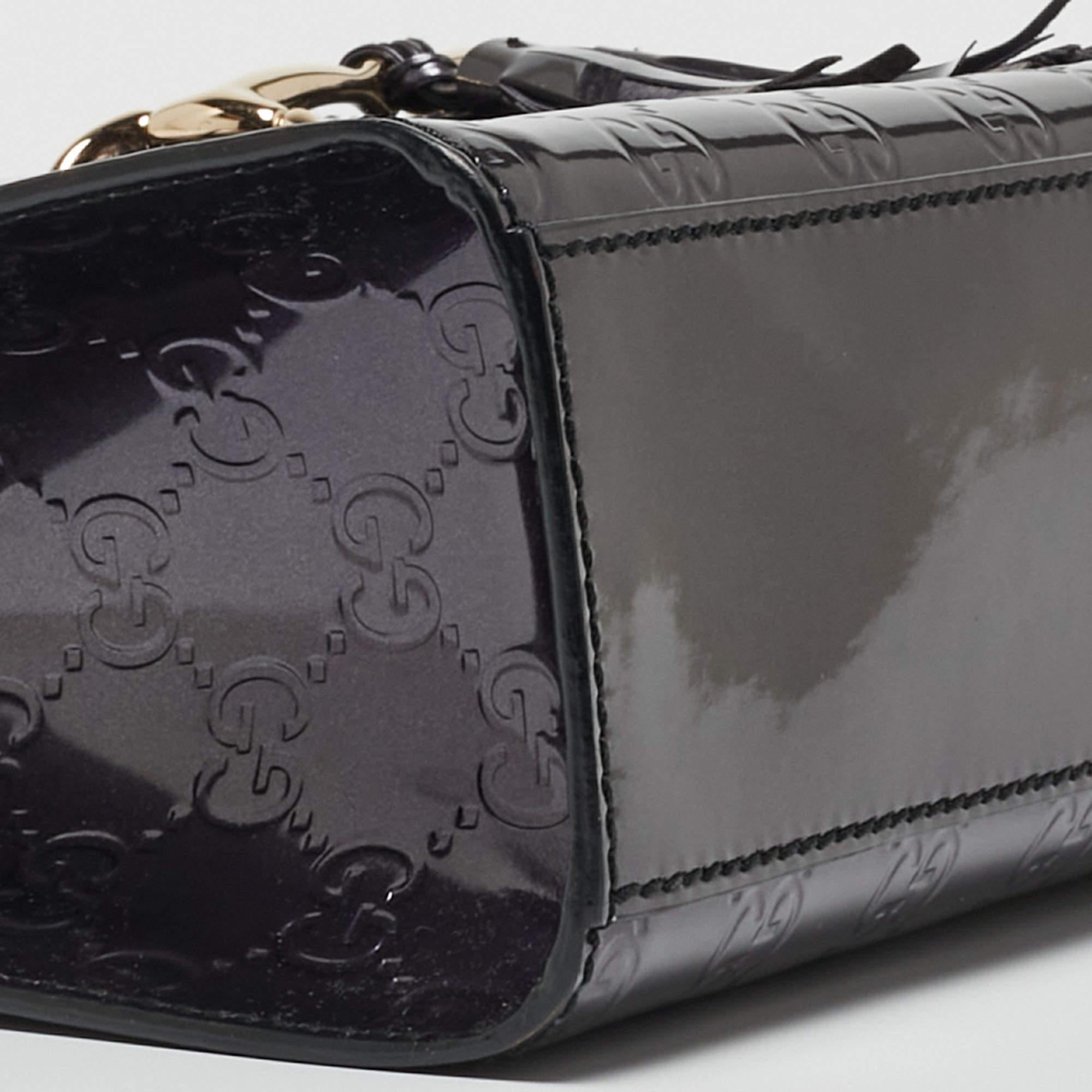 Gucci Purple Guccissima Patent Leather Medium Emily Chain Shoulder Bag For Sale 9