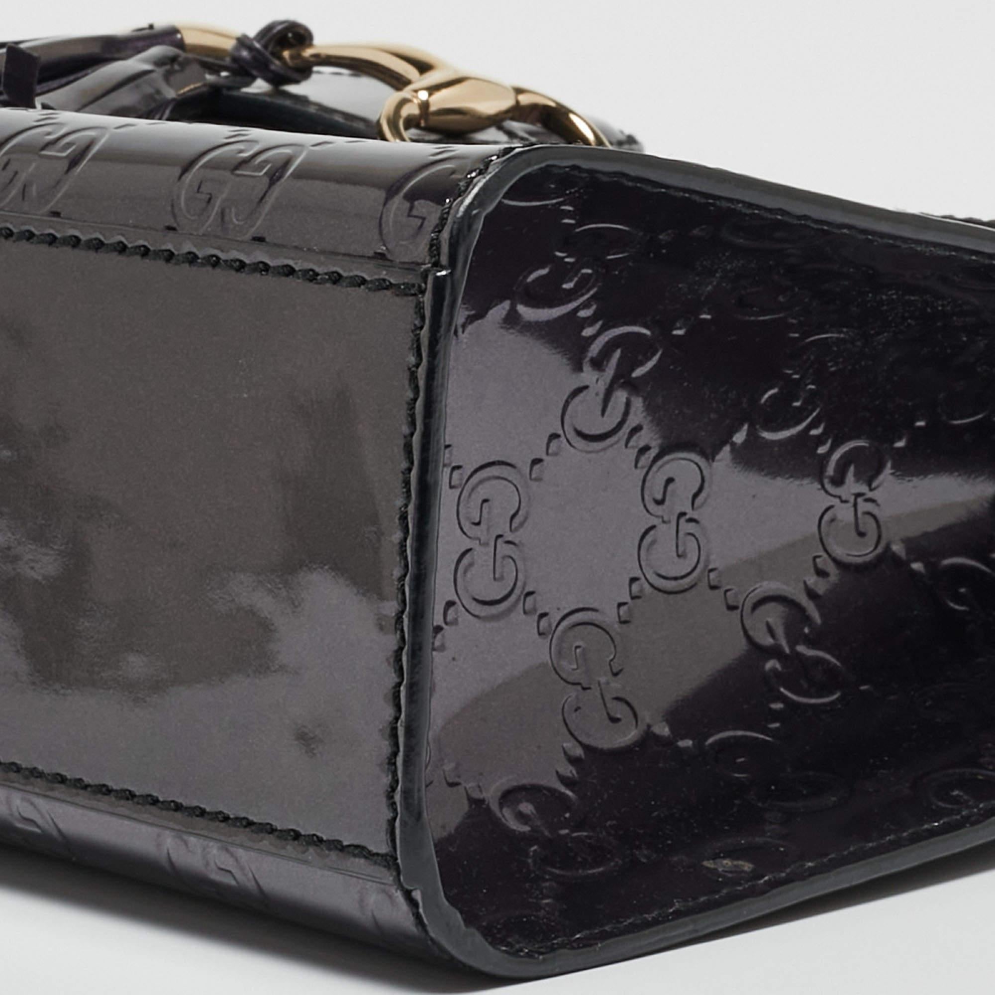 Gucci Purple Guccissima Patent Leather Medium Emily Chain Shoulder Bag For Sale 10