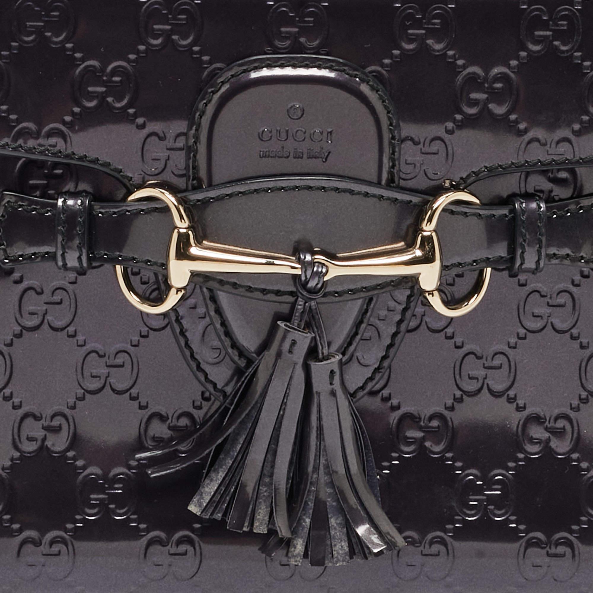 Gucci Purple Guccissima Patent Leather Medium Emily Chain Shoulder Bag For Sale 11
