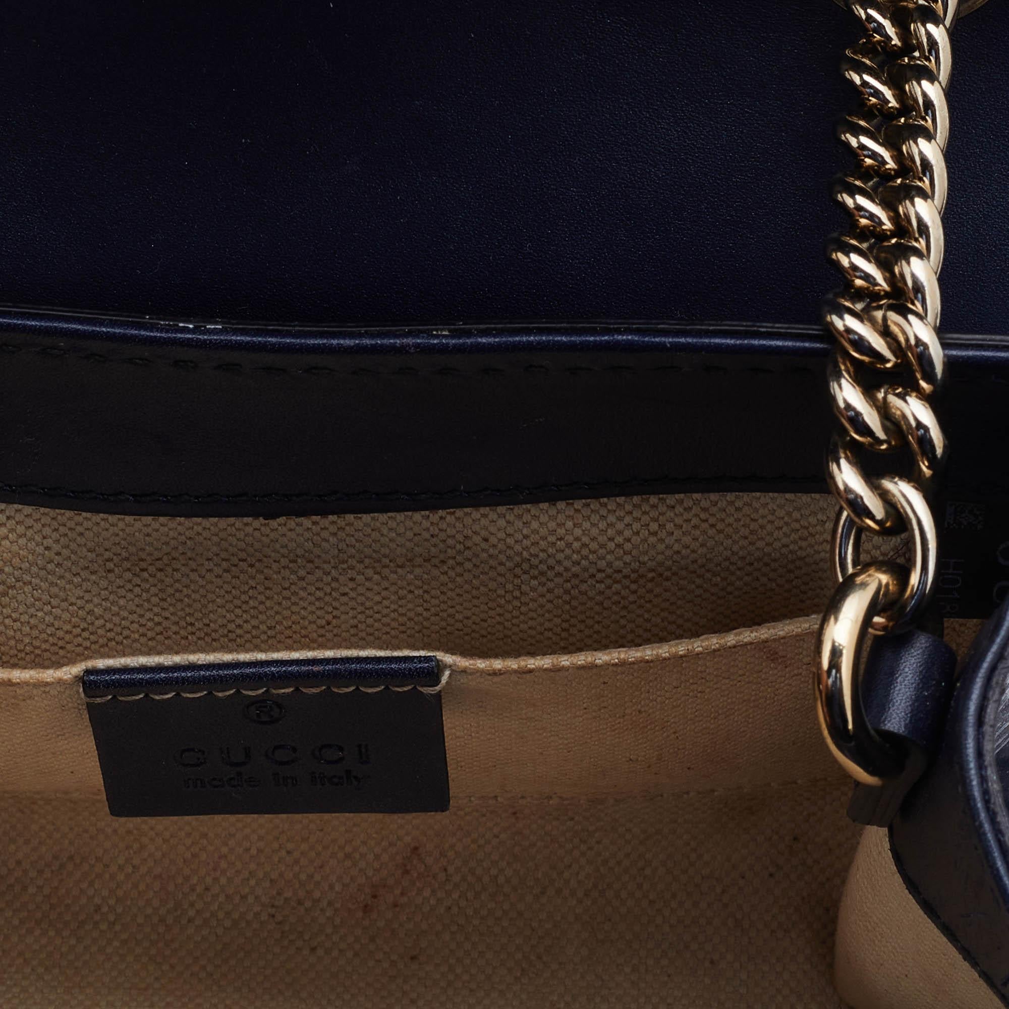 Women's Gucci Purple Guccissima Patent Leather Mini Emily Chain Shoulder Bag