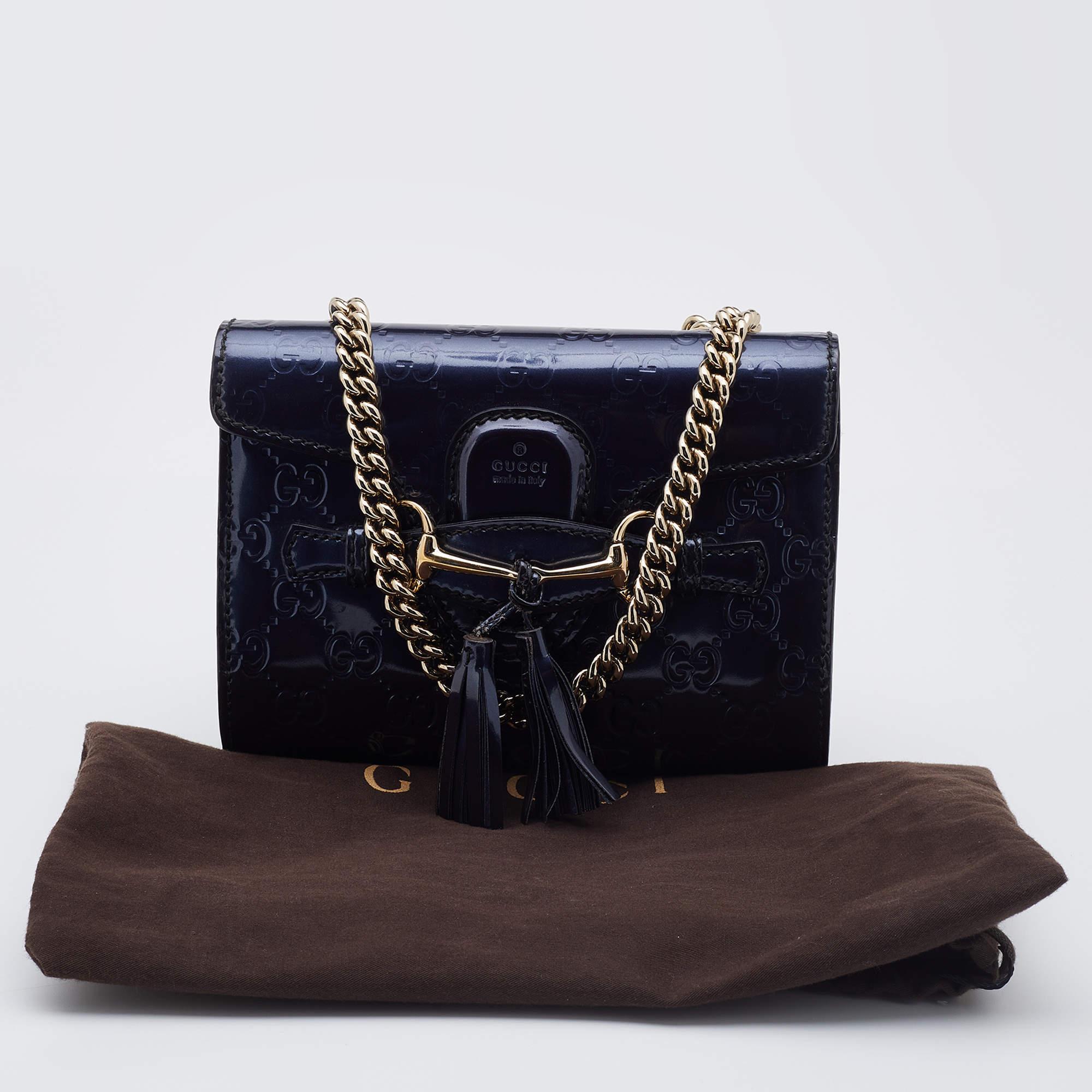 Gucci Purple Guccissima Patent Leather Mini Emily Chain Shoulder Bag 1