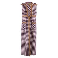 Gucci Purple Houndstooth Longline Sleeveless Jacket