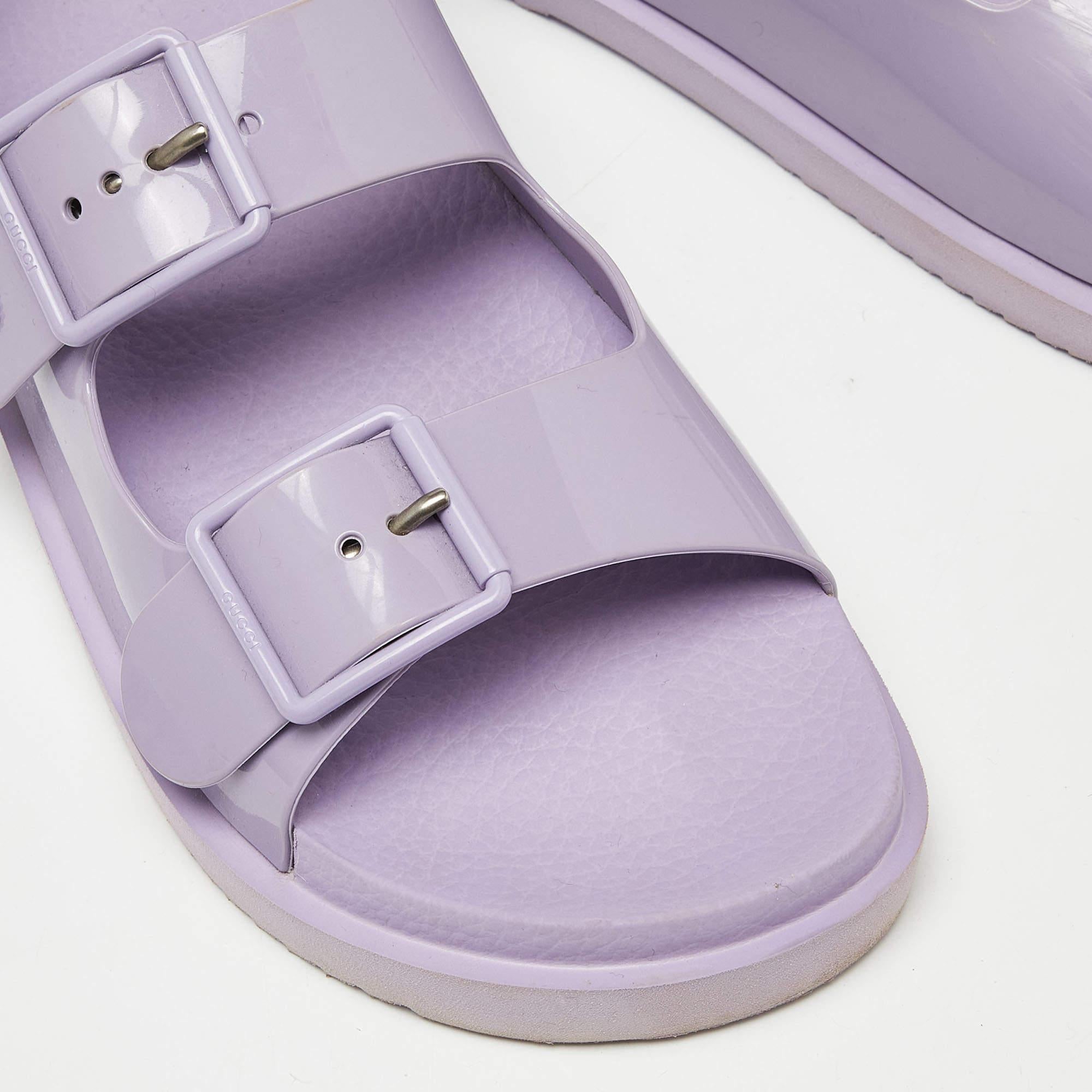 Women's Gucci Purple Jelly Slingback Buckle Sandals Size 40