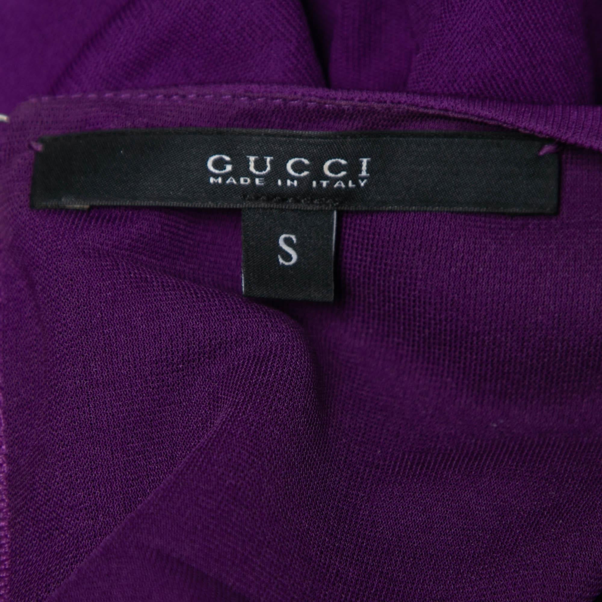 Women's Gucci Purple Jersey Tie Detail Sleeveless Dress S
