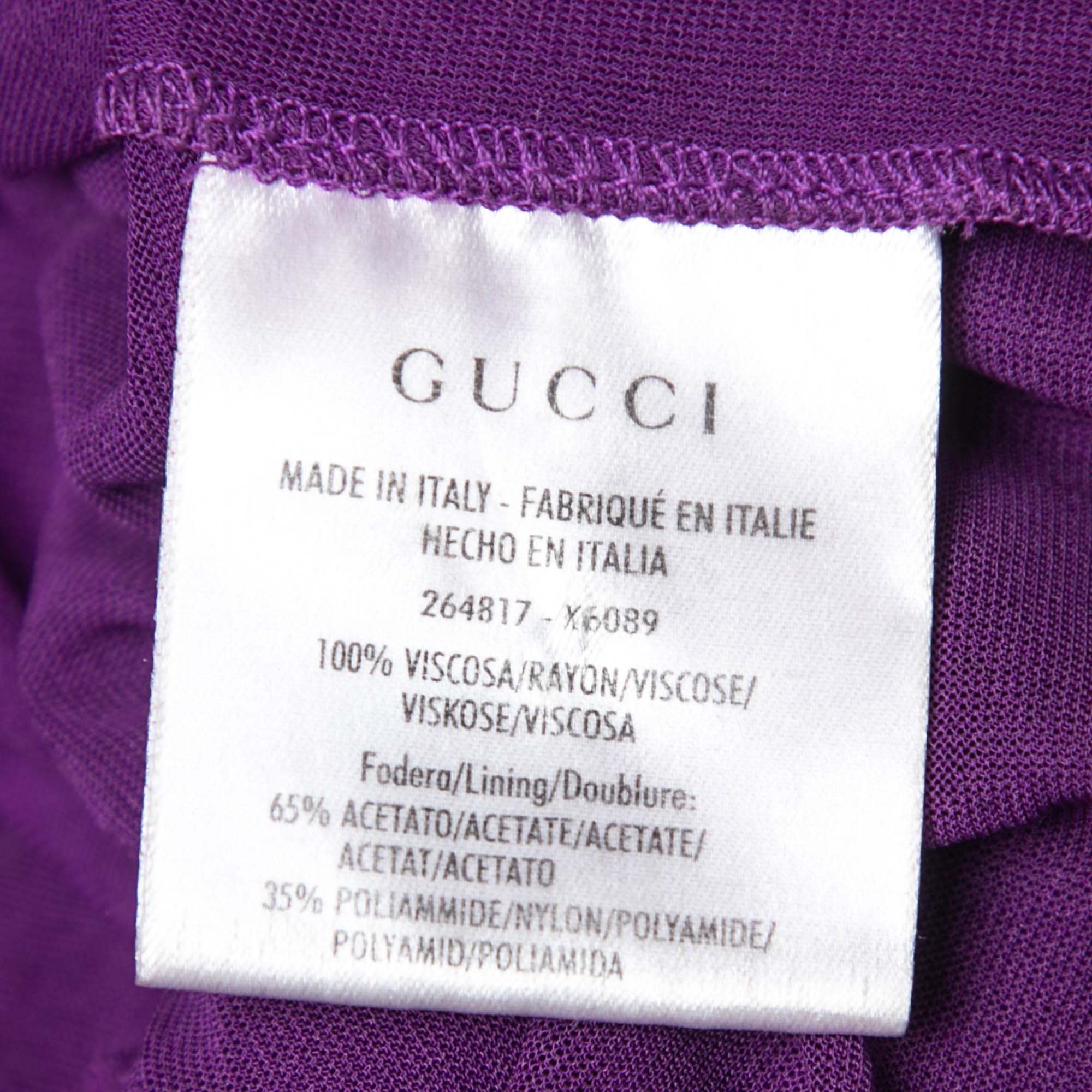 Gucci Purple Jersey Tie Detail Sleeveless Dress S 1