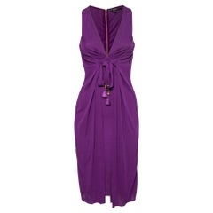 Gucci Purple Jersey Tie Detail Sleeveless Dress S