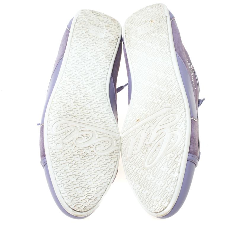Gucci Purple Leather And Suede Lace Up Low Top Sneakers Size 38.5 1