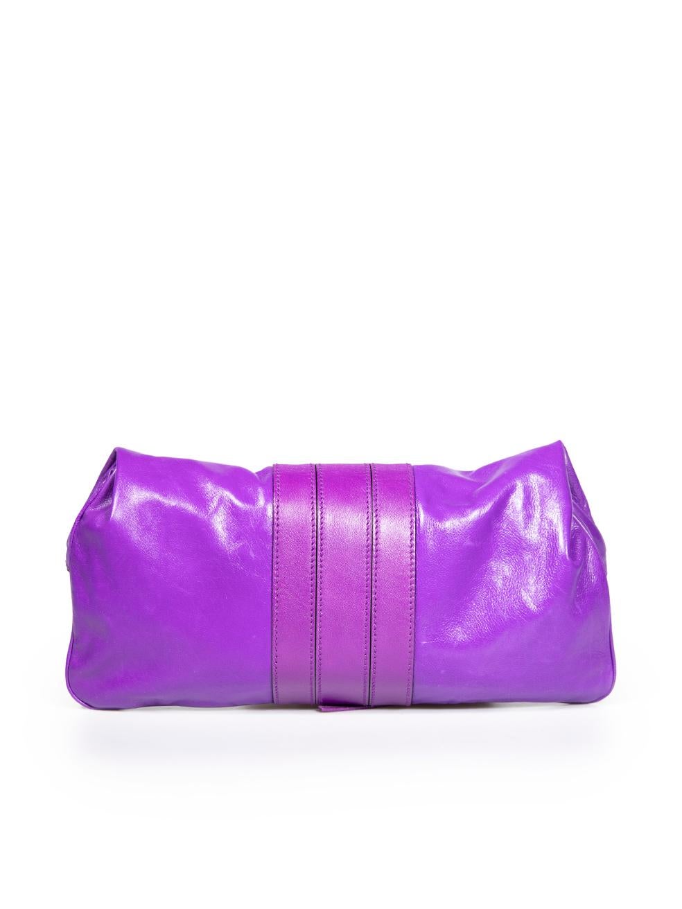 Gucci Purple Leather Bamboo Turnlock Lucy Clutch In Excellent Condition For Sale In London, GB