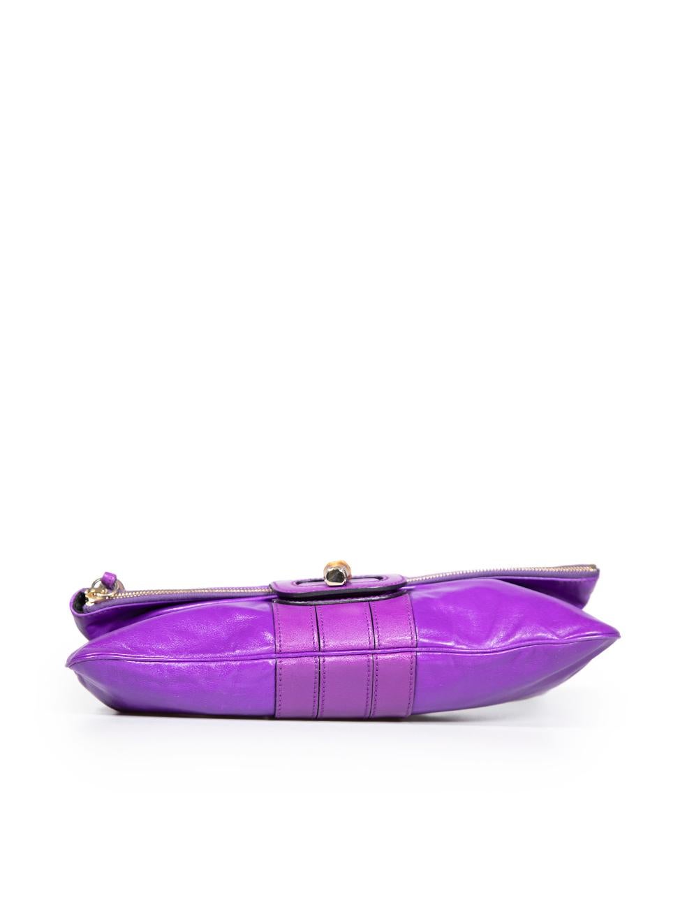 Women's Gucci Purple Leather Bamboo Turnlock Lucy Clutch For Sale