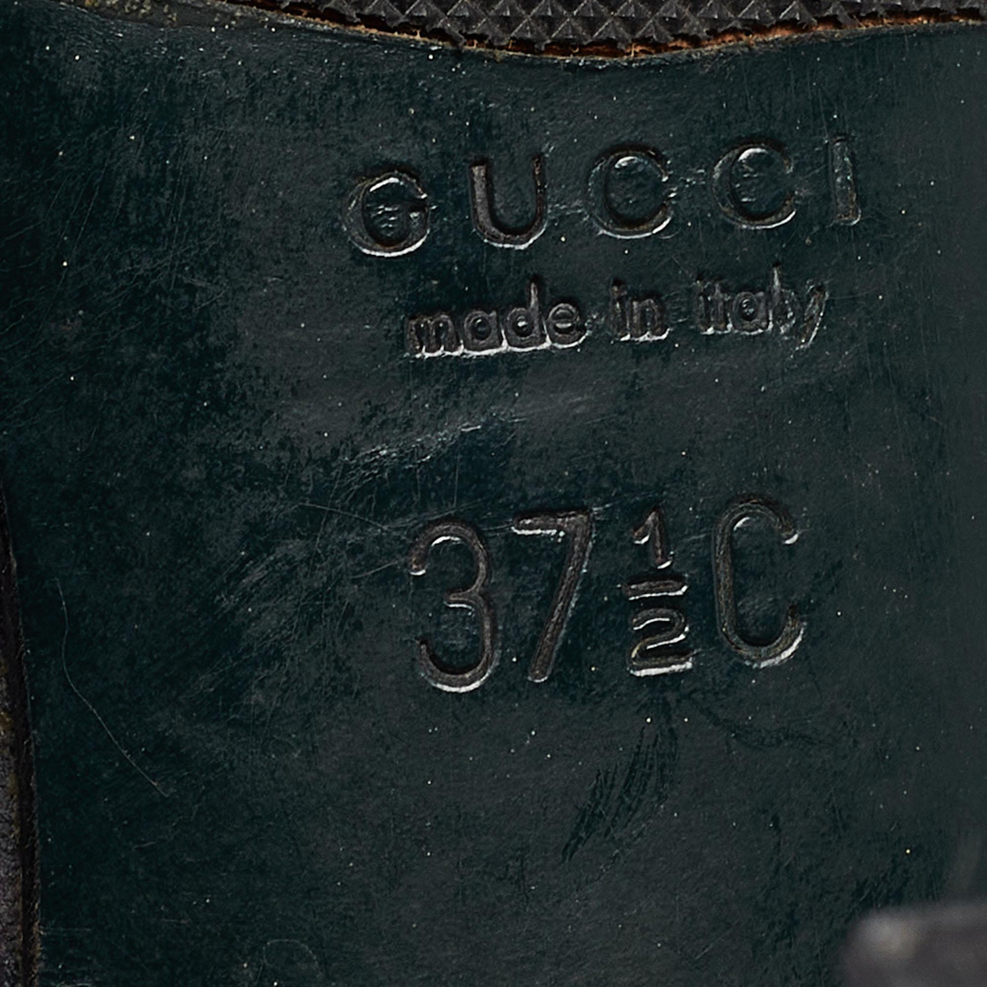Bottines Gucci en cuir violet avec boucle, taille 37,5 en vente 2