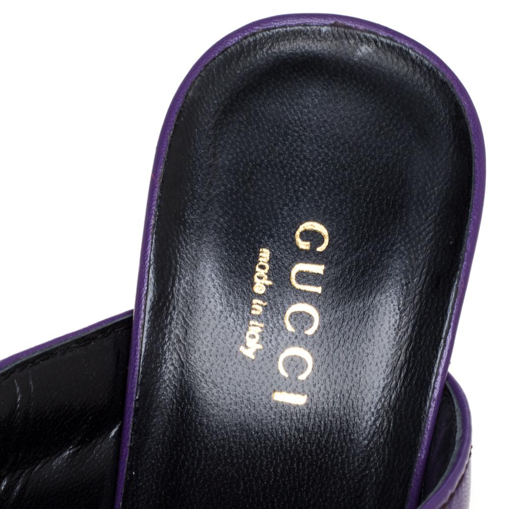 Gucci Purple Leather Crisscross Mule Sandals Size 38.5 1