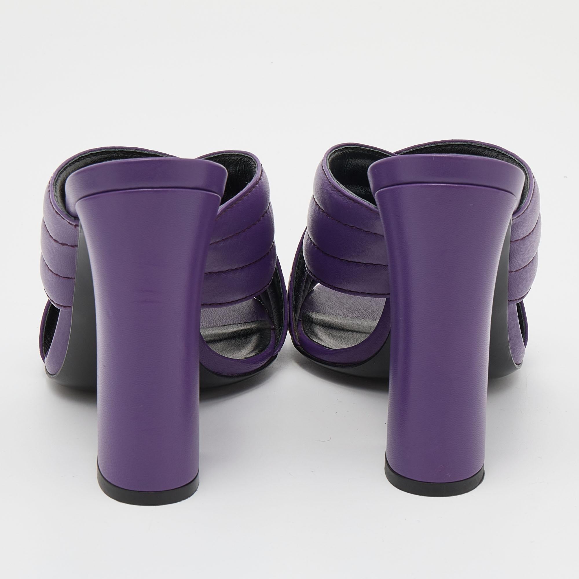 Women's Gucci Purple Leather Crisscross Sandals Size 39