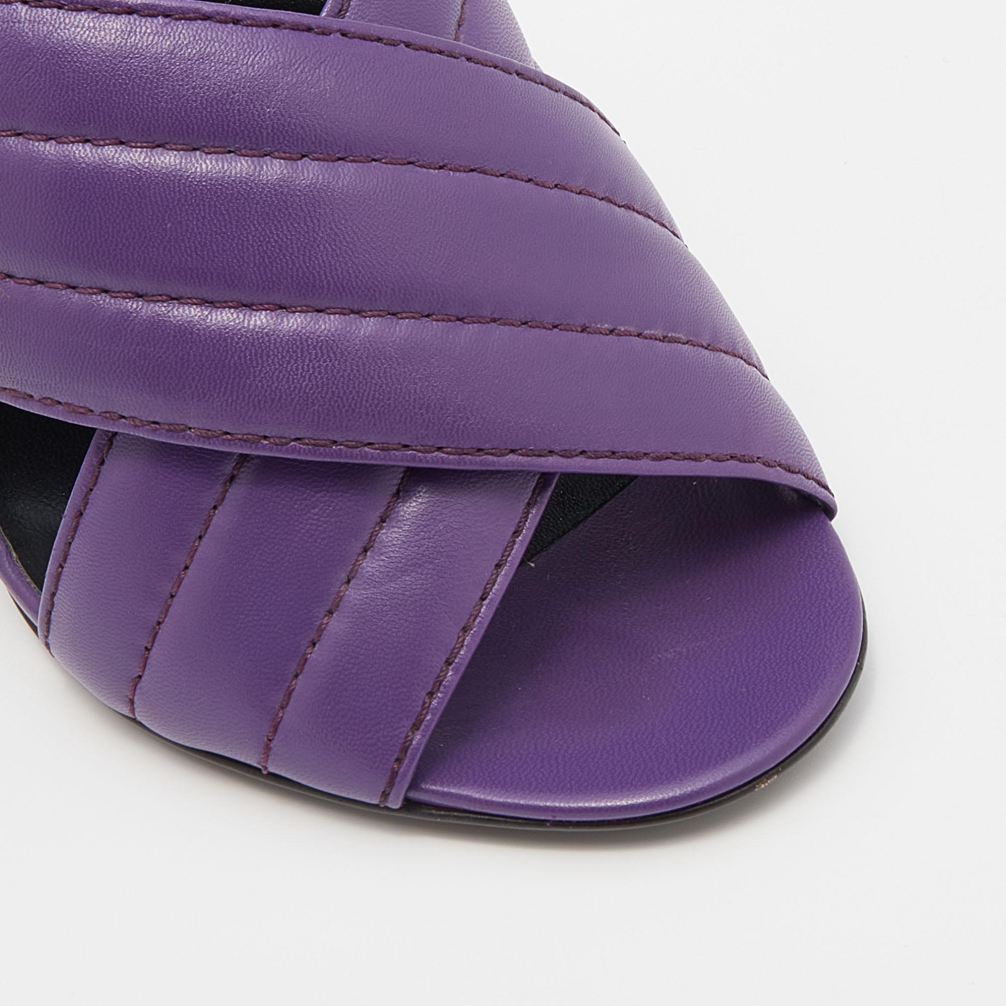 Gucci Purple Leather Crisscross Sandals Size 39 1